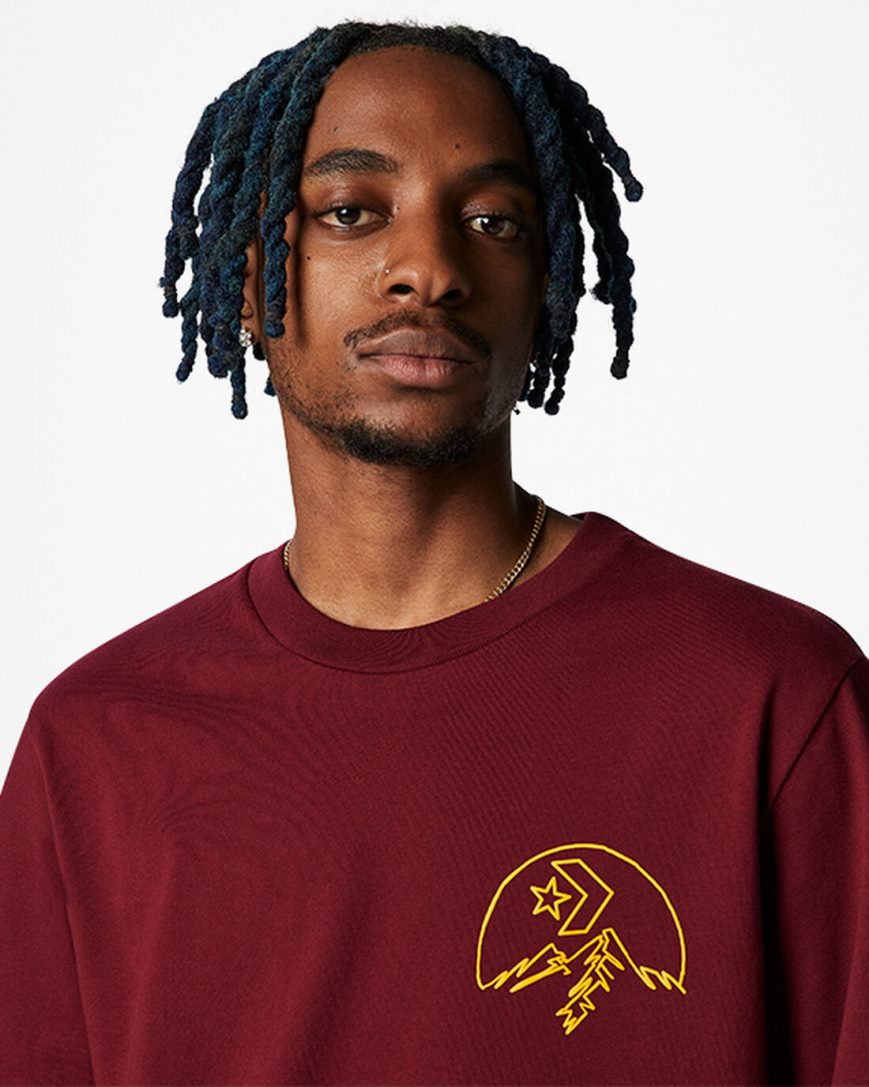 Men's Converse Counter Climate Long Sleeve T-Shirts Dark Red | AU 641CEU